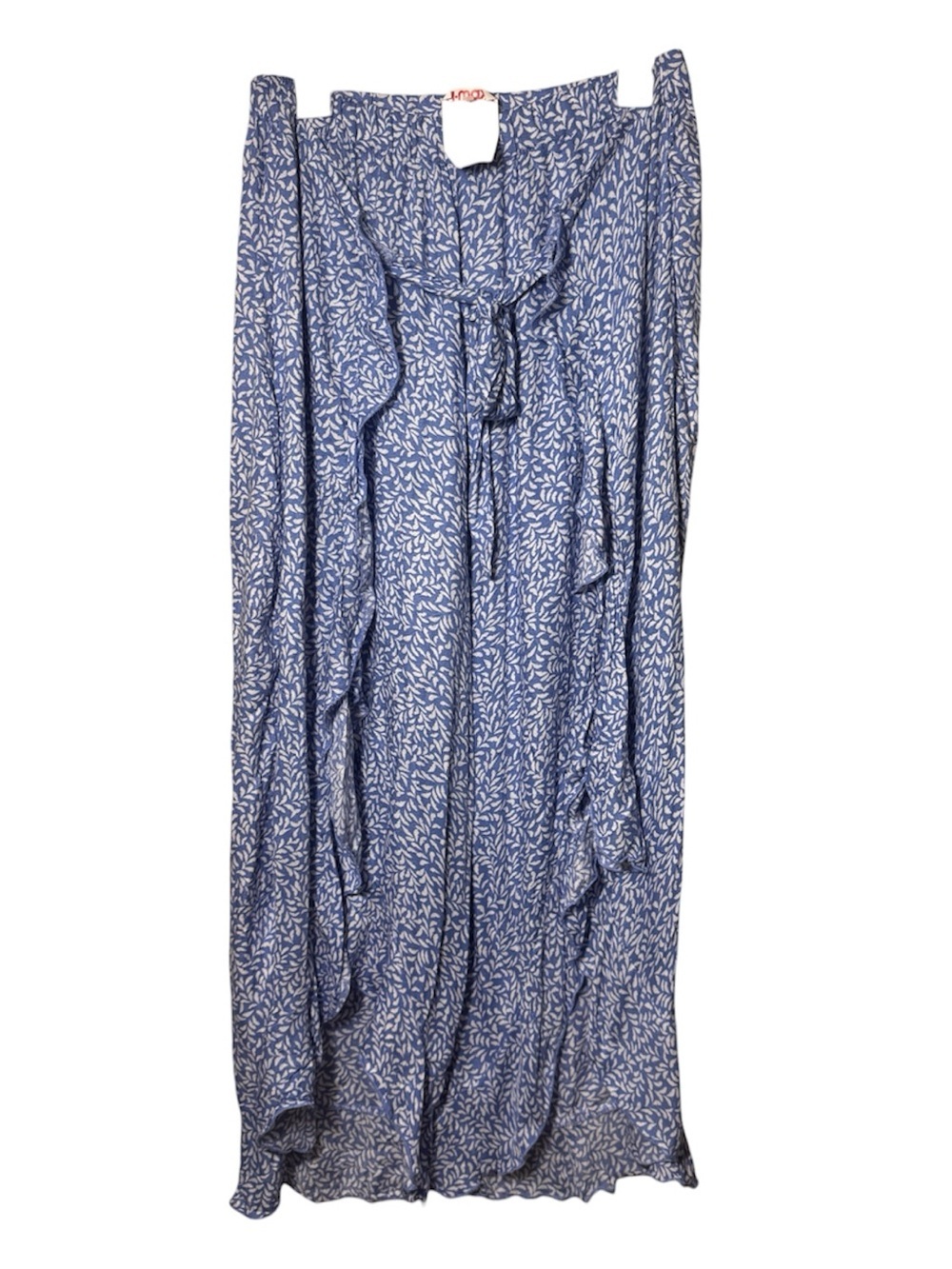 NWT Kiwi & Punch blue and white leaf print ruffled slit pants size m